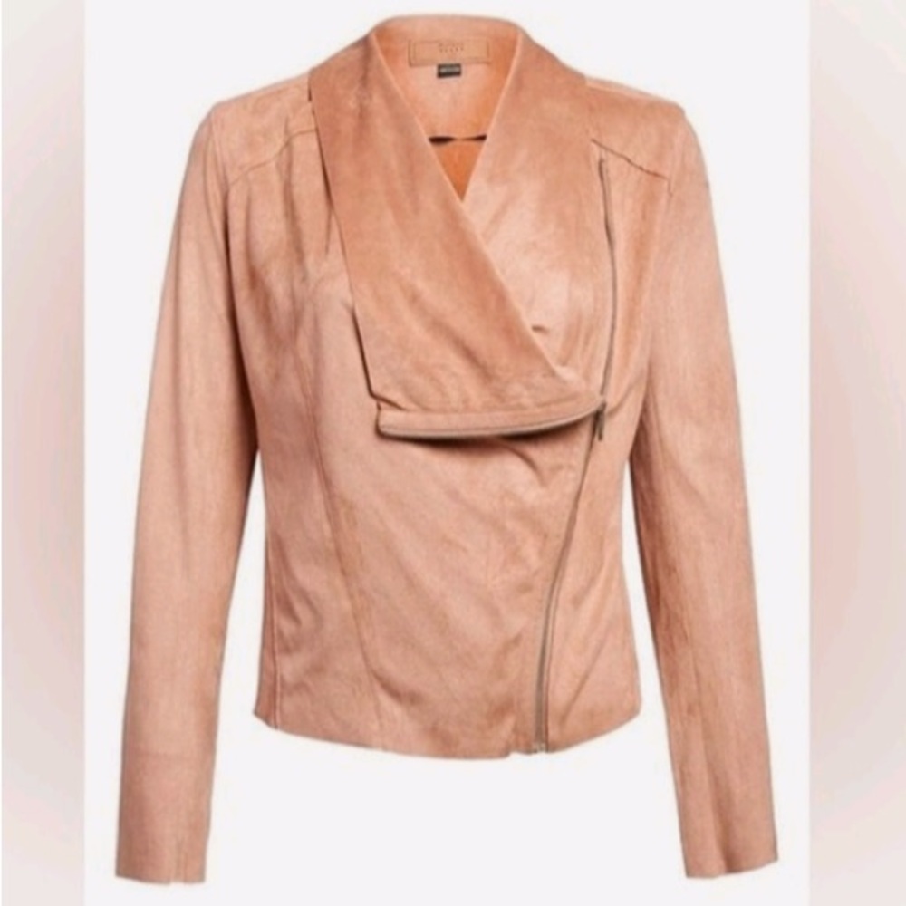 BLANKNYC Drape Front Suede moto Jacket blazer coat - Picture 3 of 16